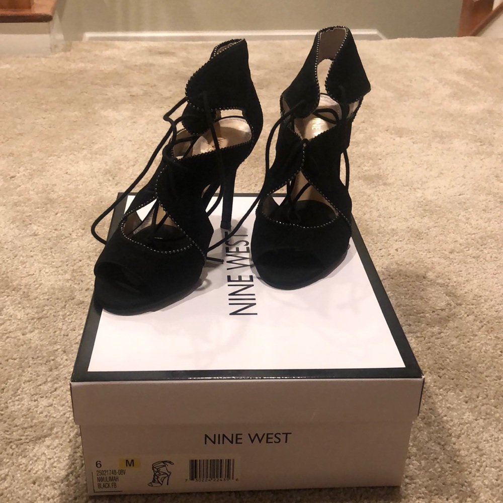 Nine West black suede heels size 6M